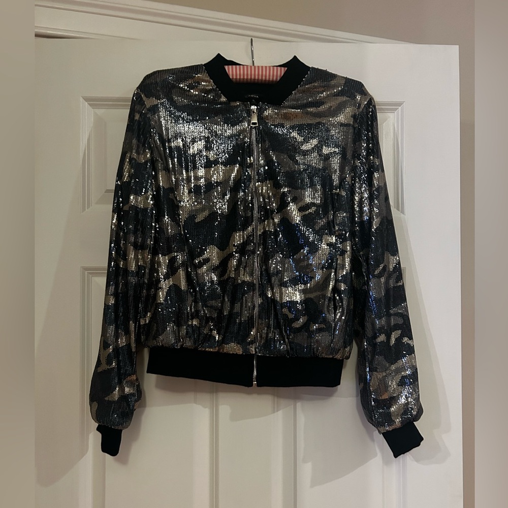 Sequin Camo Bomber by Aqua Size M